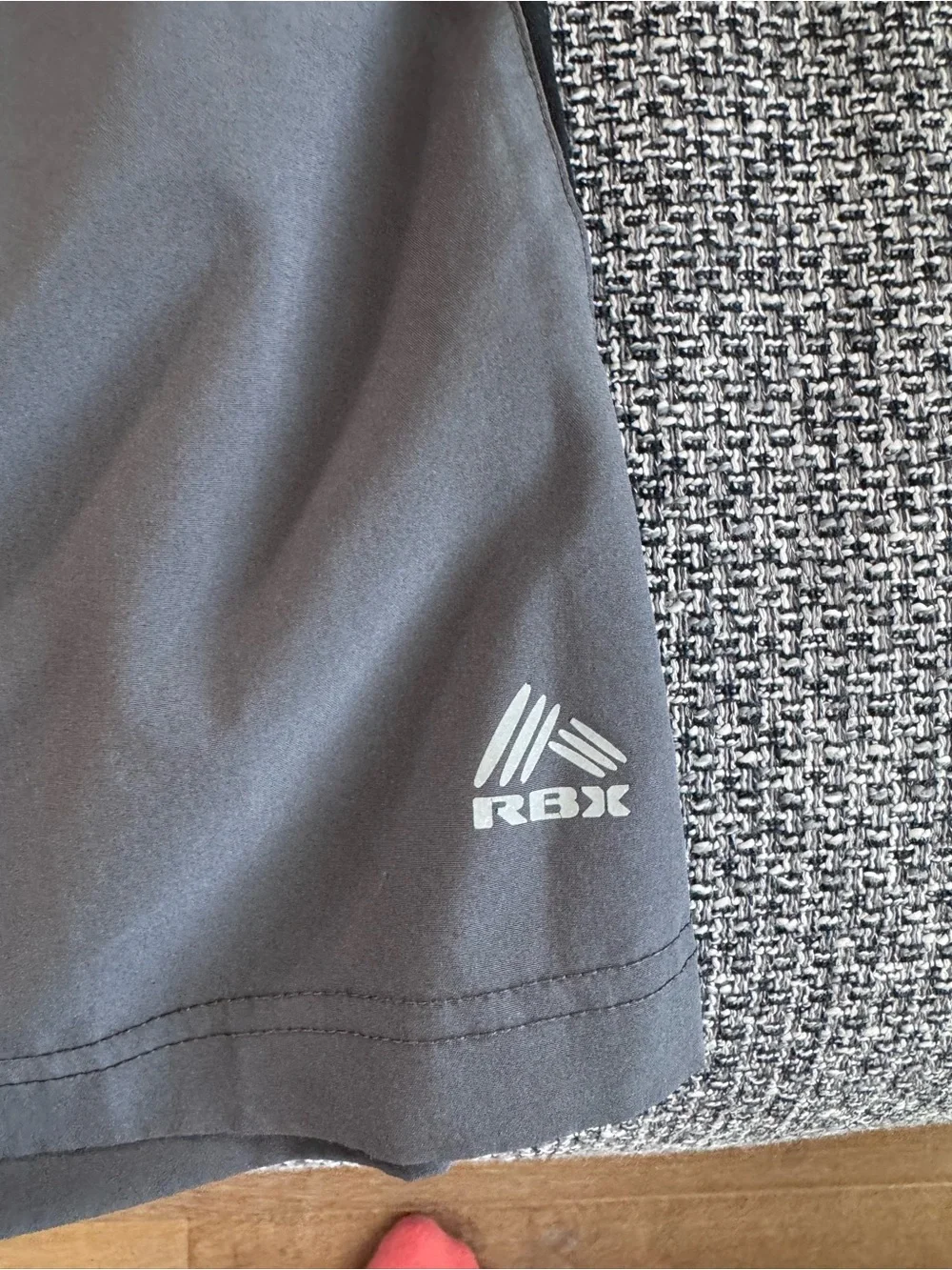 RBX Men's Gray Athletic Shorts with Black Side Panels
